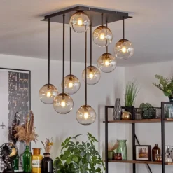 Chehalis Plafonnier, Boule lumineuse Ambre, Clair, 9 lumières