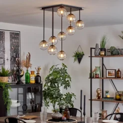 Chehalis Plafonnier, Boule lumineuse Ambre, Clair, 9 lumières