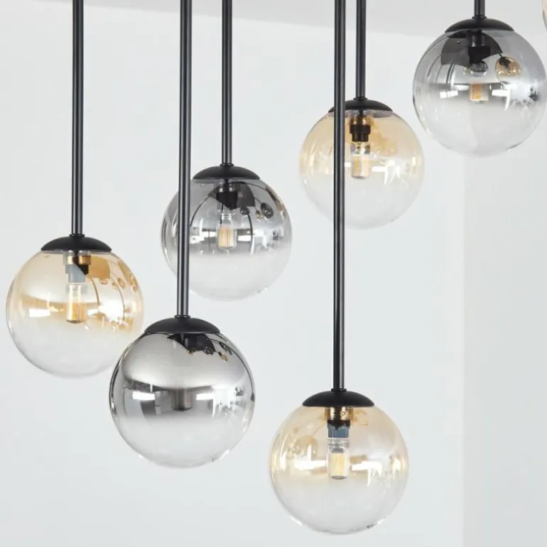 Chehalis Plafonnier, Boule lumineuse Ambre, Clair, Fumé, 9 lumières