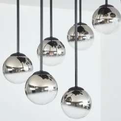 Chehalis Plafonnier, Boule lumineuse Chrome, Clair, Fumé, 9 lumières