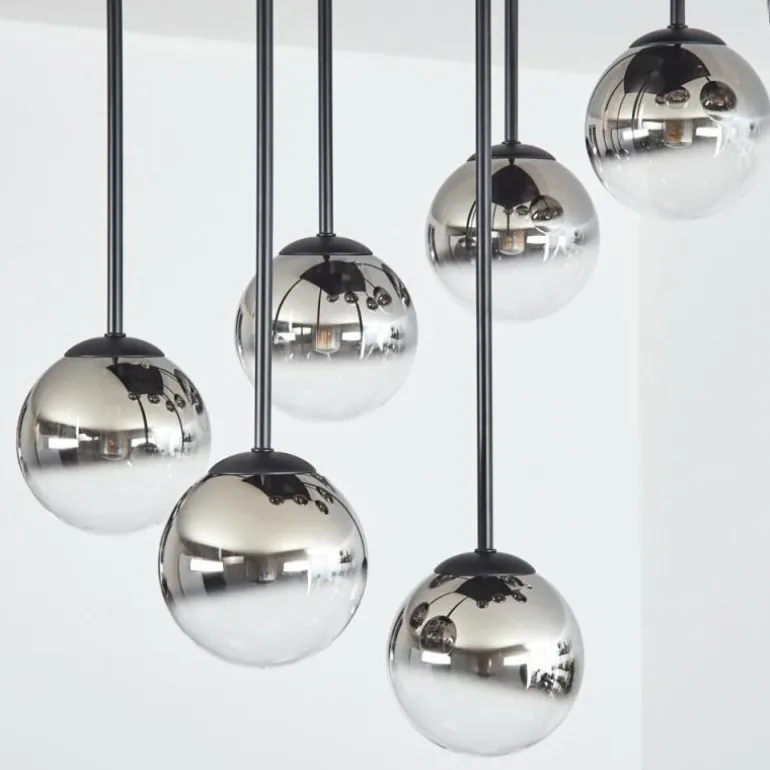 Chehalis Plafonnier, Boule lumineuse Chrome, Clair, Fumé, 9 lumières