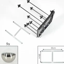 Chehalis Plafonnier, Boule lumineuse Chrome, Clair, Fumé, 9 lumières