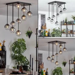 Chehalis Plafonnier, Boule lumineuse Clair, Fumé, 9 lumières