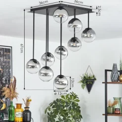 Chehalis Plafonnier, Boule lumineuse Clair, Fumé, 9 lumières