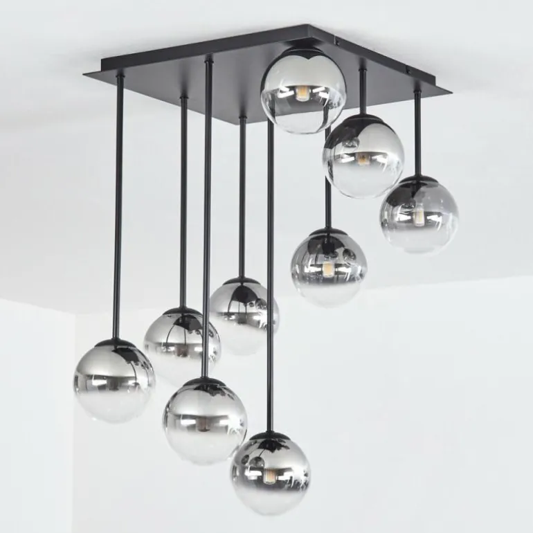 Chehalis Plafonnier, Boule lumineuse Clair, Fumé, 9 lumières