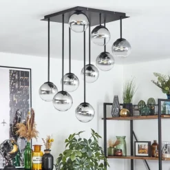 Chehalis Plafonnier, Boule lumineuse Clair, Fumé, 9 lumières