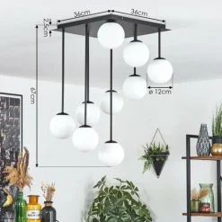 Chehalis Plafonnier, Boule lumineuse Blanc, 9 lumières