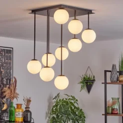 Chehalis Plafonnier, Boule lumineuse Blanc, 9 lumières