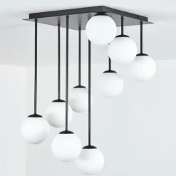 Chehalis Plafonnier, Boule lumineuse Blanc, 9 lumières