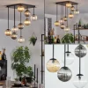 Chehalis Plafonnier, Boule lumineuse Ambre, Clair, Fumé, 9 lumières
