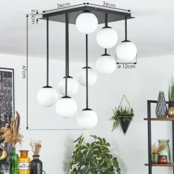 Chehalis Plafonnier, Boule lumineuse Blanc, 9 lumières