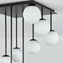 Chehalis Plafonnier, Boule lumineuse Blanc, 9 lumières