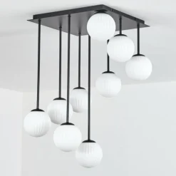 Chehalis Plafonnier, Boule lumineuse Blanc, 9 lumières