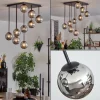 Chehalis Plafonnier, Boule lumineuse Chrome, Fumé, 9 lumières