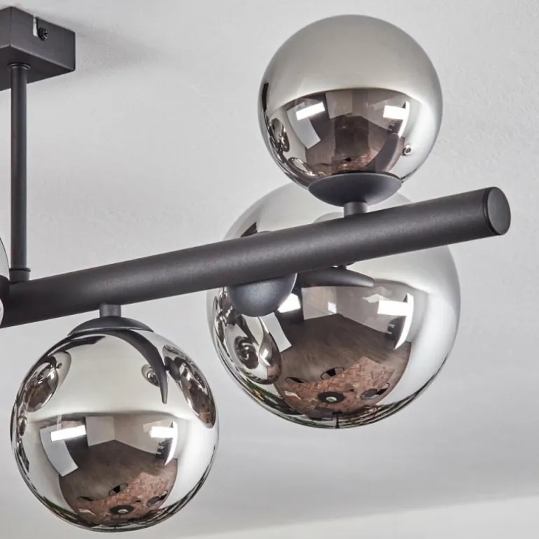 Chehalis Plafonnier, Boule lumineuse Chrome, Fumé, 8 lumières
