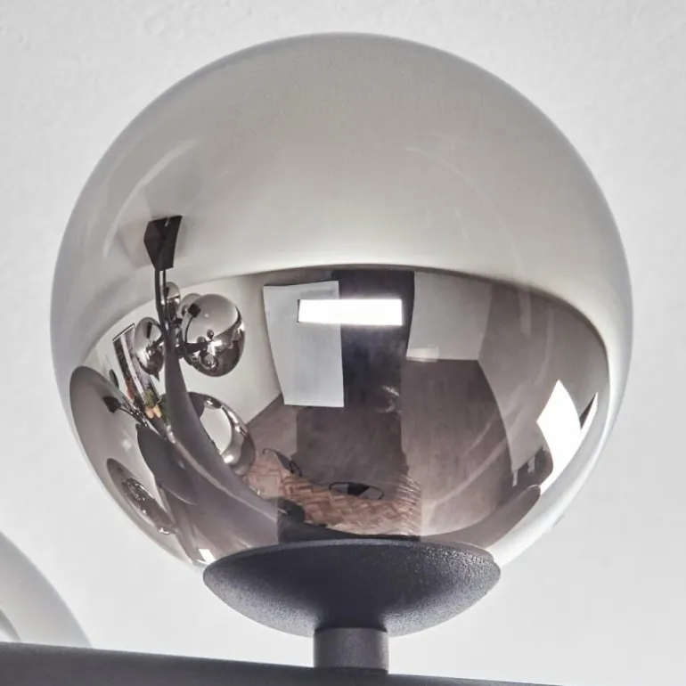 Chehalis Plafonnier, Boule lumineuse Chrome, Fumé, 8 lumières