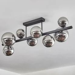 Chehalis Plafonnier, Boule lumineuse Chrome, Fumé, 8 lumières