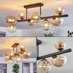 Chehalis Plafonnier, Boule lumineuse Ambre, Clair, 8 lumières