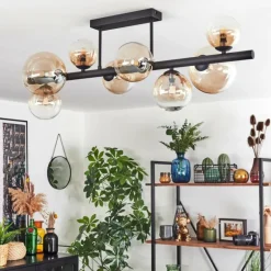 Chehalis Plafonnier, Boule lumineuse Ambre, Clair, 8 lumières