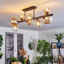 Chehalis Plafonnier, Boule lumineuse Ambre, Clair, 8 lumières