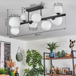 Chehalis Plafonnier, Boule lumineuse Blanc, 8 lumières
