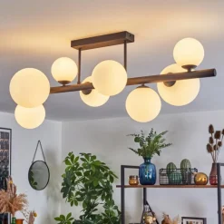 Chehalis Plafonnier, Boule lumineuse Blanc, 8 lumières