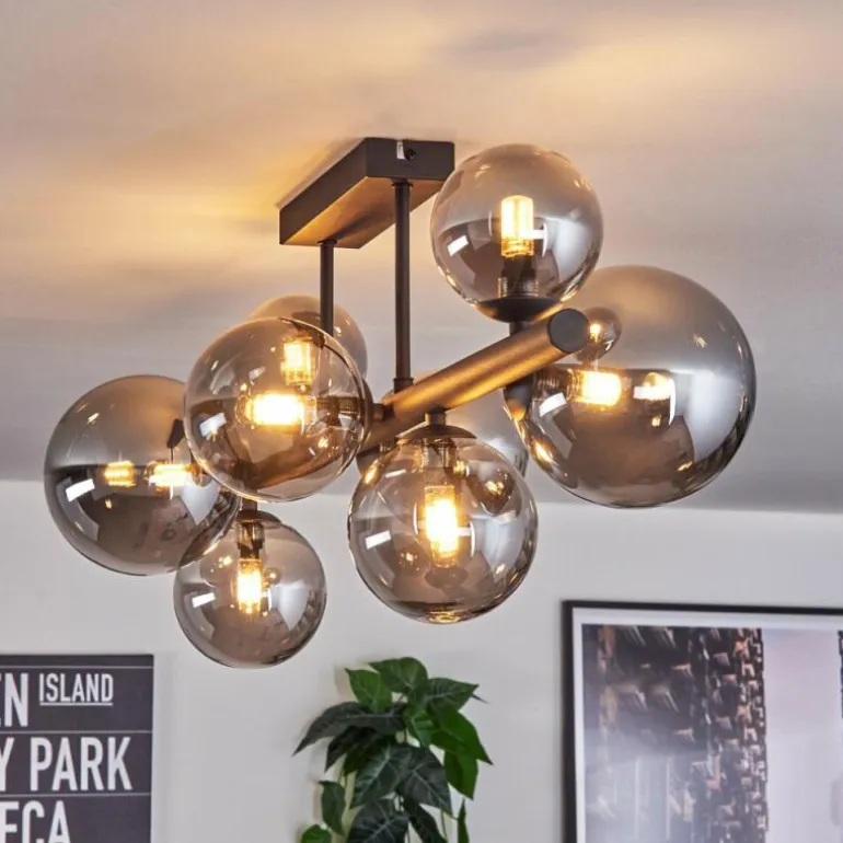 Chehalis Plafonnier, Boule lumineuse Fumé, 8 lumières