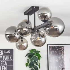 Chehalis Plafonnier, Boule lumineuse Fumé, 8 lumières