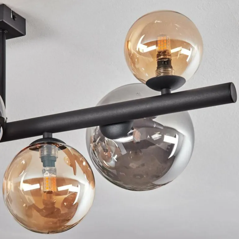 Chehalis Plafonnier, Boule lumineuse Ambre, Fumé, 8 lumières