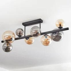 Chehalis Plafonnier, Boule lumineuse Ambre, Fumé, 8 lumières