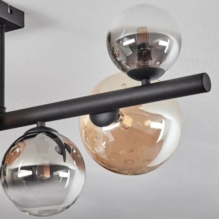 Chehalis Plafonnier, Boule lumineuse Ambre, Clair, Fumé, 8 lumières