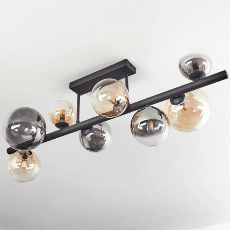 Chehalis Plafonnier, Boule lumineuse Ambre, Clair, Fumé, 8 lumières