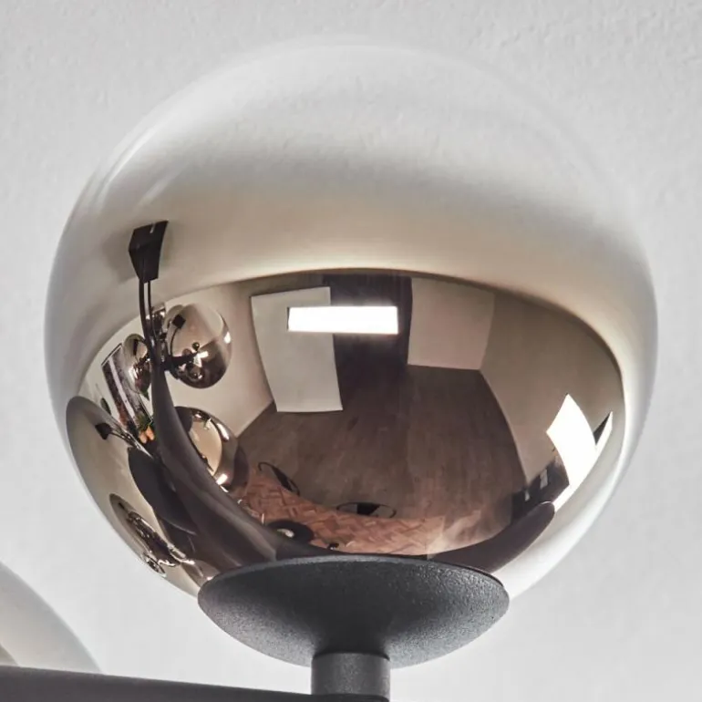 Chehalis Plafonnier, Boule lumineuse Chrome, Clair, Fumé, 8 lumières