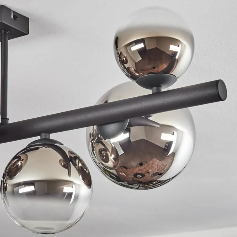 Chehalis Plafonnier, Boule lumineuse Chrome, Clair, Fumé, 8 lumières
