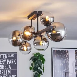Chehalis Plafonnier, Boule lumineuse Chrome, Clair, Fumé, 8 lumières