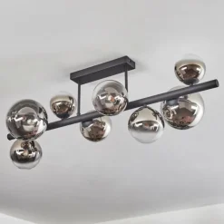 Chehalis Plafonnier, Boule lumineuse Chrome, Clair, Fumé, 8 lumières