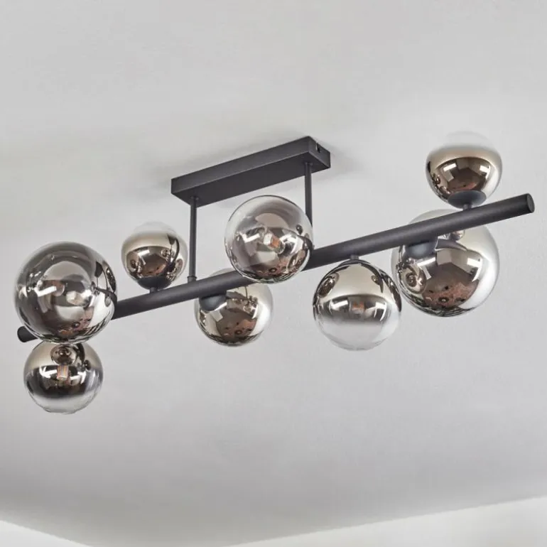 Chehalis Plafonnier, Boule lumineuse Chrome, Clair, Fumé, 8 lumières