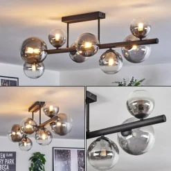 Chehalis Plafonnier, Boule lumineuse Clair, Fumé, 8 lumières