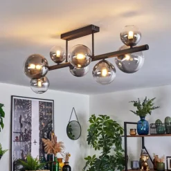 Chehalis Plafonnier, Boule lumineuse Clair, Fumé, 8 lumières