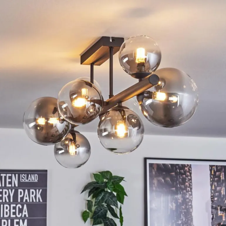 Chehalis Plafonnier, Boule lumineuse Clair, Fumé, 8 lumières