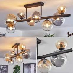 Chehalis Plafonnier, Boule lumineuse Ambre, Clair, Fumé, 8 lumières