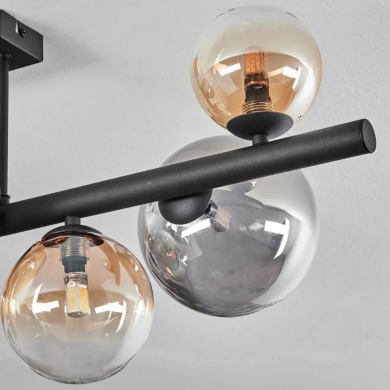Chehalis Plafonnier, Boule lumineuse Ambre, Clair, Fumé, 8 lumières