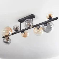 Chehalis Plafonnier, Boule lumineuse Ambre, Clair, Fumé, 8 lumières