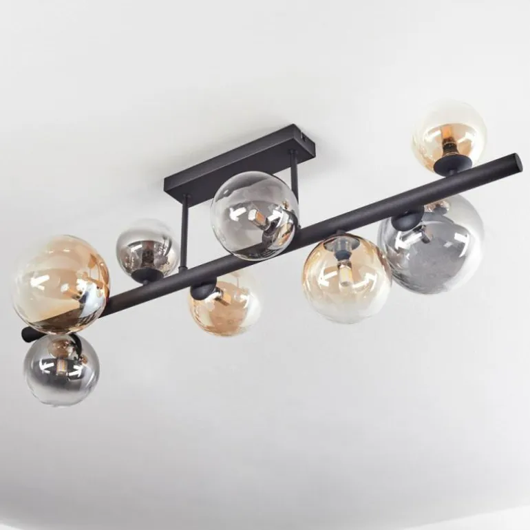Chehalis Plafonnier, Boule lumineuse Ambre, Clair, Fumé, 8 lumières