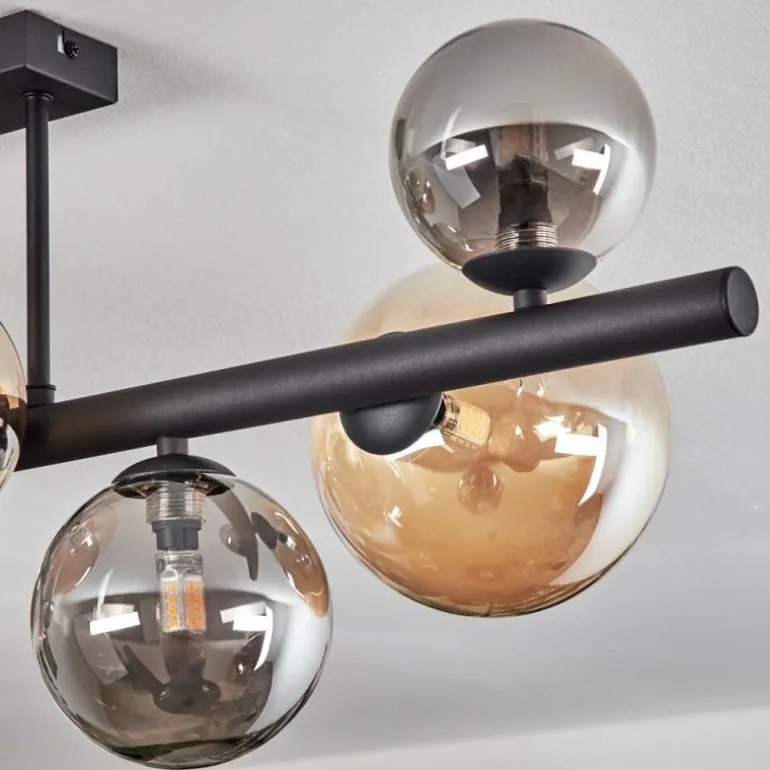Chehalis Plafonnier, Boule lumineuse Ambre, Fumé, 8 lumières