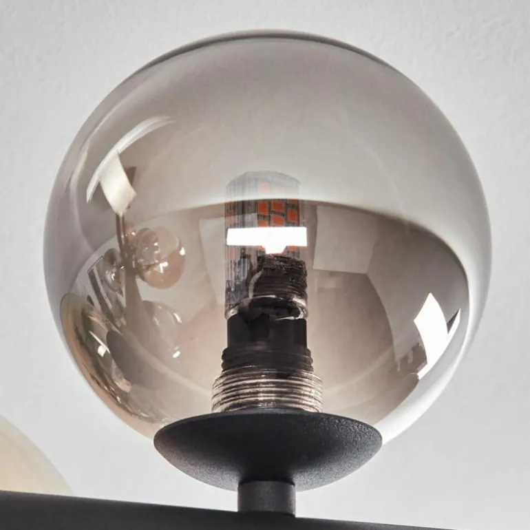 Chehalis Plafonnier, Boule lumineuse Ambre, Fumé, 8 lumières