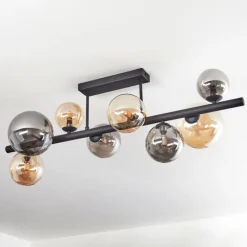 Chehalis Plafonnier, Boule lumineuse Ambre, Fumé, 8 lumières