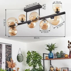 Chehalis Plafonnier, Boule lumineuse Ambre, 8 lumières