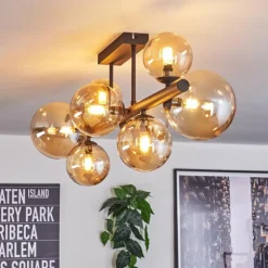 Chehalis Plafonnier, Boule lumineuse Ambre, 8 lumières