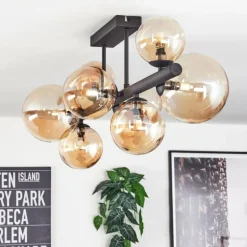Chehalis Plafonnier, Boule lumineuse Ambre, 8 lumières